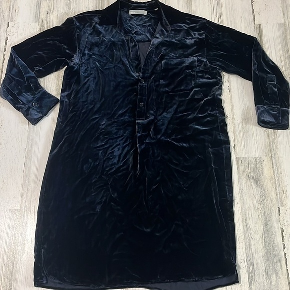 Vince Midnight Blue Velour Dress Size Small - Picture 3 of 8